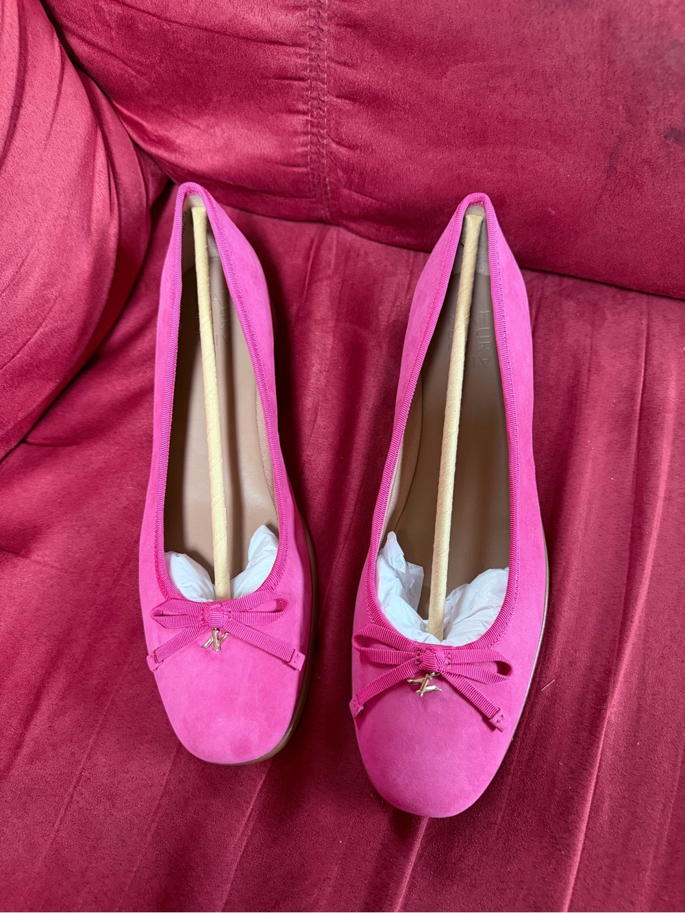 Naturalizer Hot Pink Suede Ballet Flats with Bow